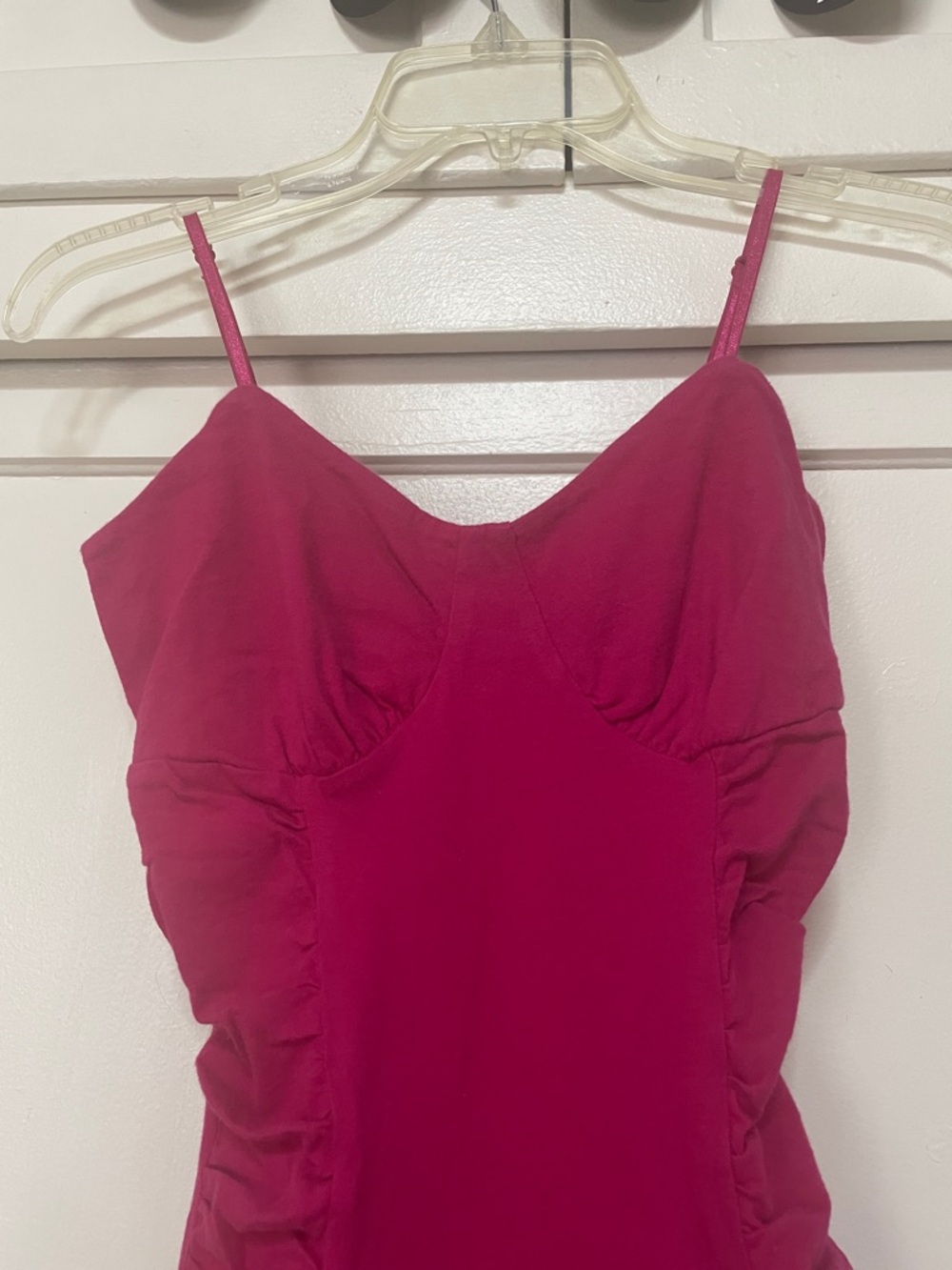 Fuchsia Ruched Spaghetti Strap Tank Top - Picture 3 of 5